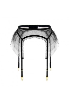 CHOUBAGUAI Porte-Jarretelles Sexy en Maille Super Menthe Bord rétro Transparent Porte-Jarretelles Clip-Noir-S