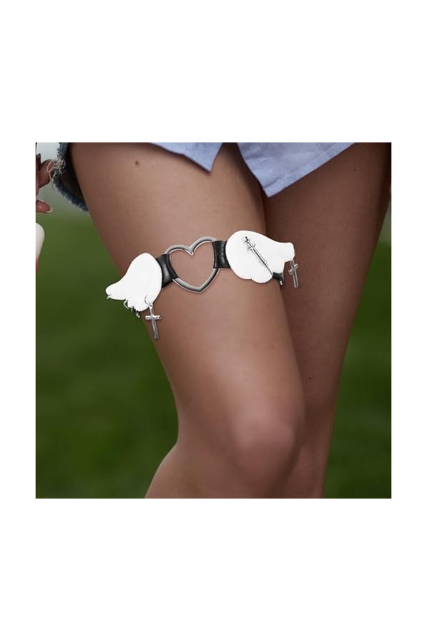 SOIMISS Jarretière En Forme De Cœur - Jarretière En Forme De Cœur - Jarretière Réglable En Cuir - Élastique - Punk - Jarretiè