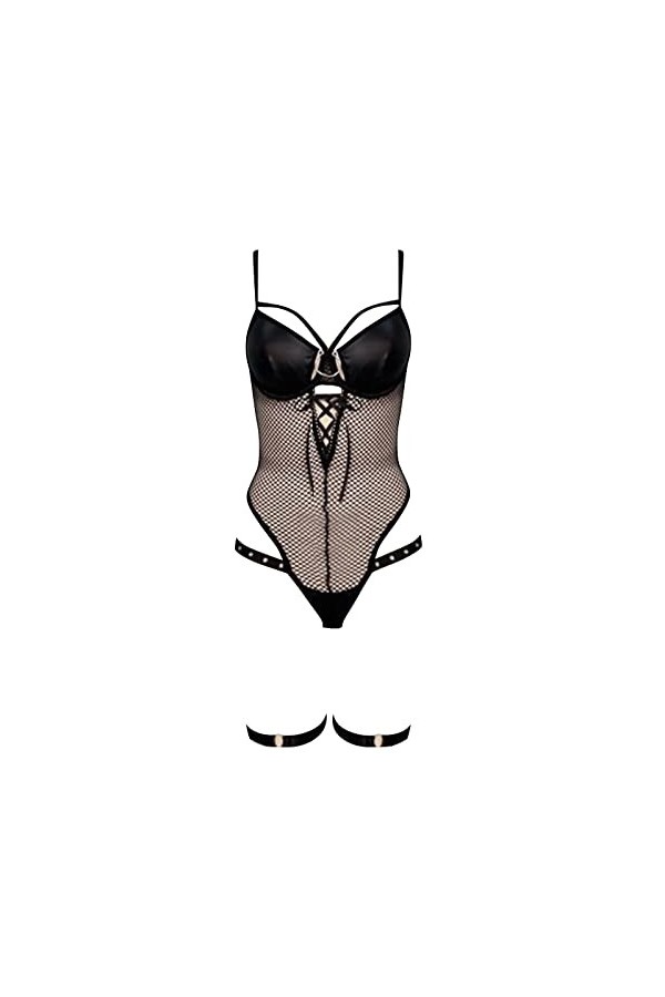 liaddkv Lingerie sexy en dentelle pour femme - Dos ouvert, Noir , S