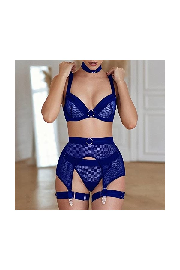 Lingerie Femme Sexy Ensemble Homme Sexy Hot y.2k Femmes Acier G-String Ceinture Cou Lingerie Anneau Maillage sous-vêtements j