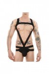 Costumes Sexy Homme Fesse Sexy pour Hommes exposant Double String Coton Bondage String sous-vêtements serrés Black, L 