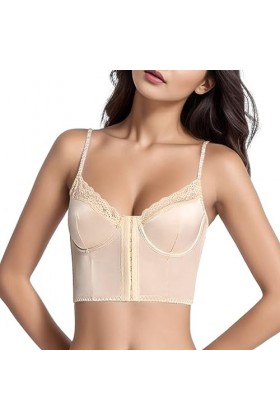 Brassière Femme Sexy Soutien-Gorge Style Gilet à Fermeture Avant pour Mettre en Valeur Le Dos avec Baleines pour Un Soutien O