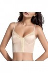Brassière Femme Sexy Soutien-Gorge Style Gilet à Fermeture Avant pour Mettre en Valeur Le Dos avec Baleines pour Un Soutien O