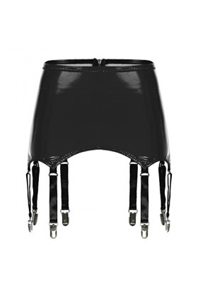 Alvivi Jupe Porte-Jarretelles Erotique Similicuir Métal Femme Lingerie Jarretières 4 Sangles Élastique Harnais Lingerie pour 