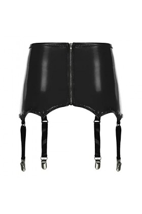 Alvivi Jupe Porte-Jarretelles Erotique Similicuir Métal Femme Lingerie Jarretières 4 Sangles Élastique Harnais Lingerie pour 