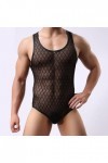 Gefomuofe Combinaison en résille de pêche pour homme - Combinaison - Débardeur - Haut avec culotte ouverte - Culotte érotique
