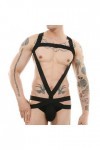 WSZJLN Hommes élastique Harnais Sexy Justaucorps sous-vêtements Body Sangle String Dos Nu Costume Une pièce-Blanc-XXL