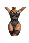 liaddkv Ensemble de lingerie sexy en dentelle pour femme Noir, Noir , M