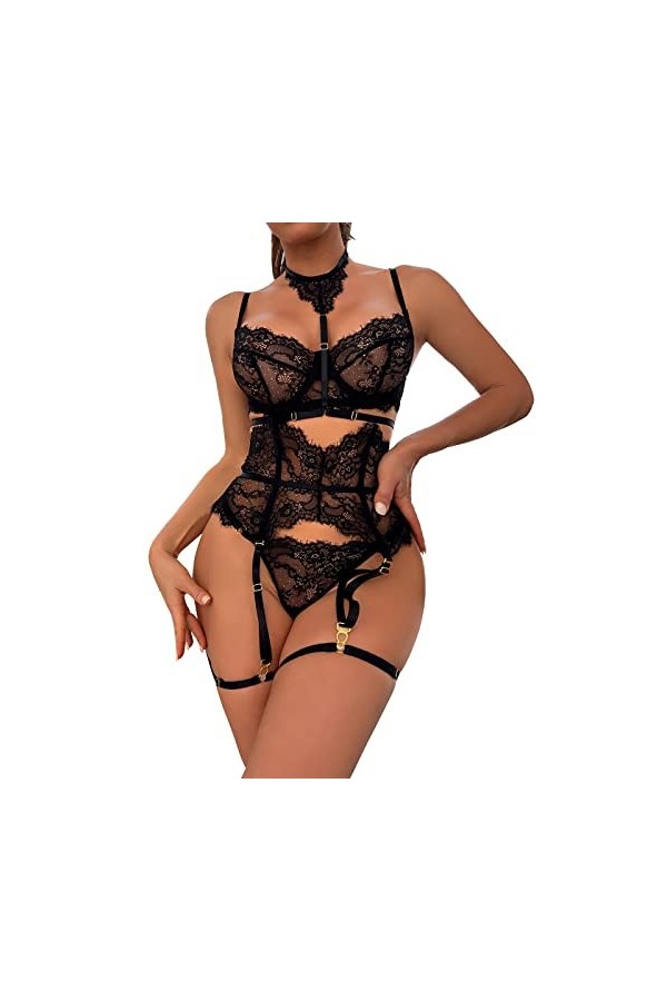 Lingerie Femme Sexy Ensemble Homme Sexy Hot y*2*k Femmes Mode Sexy Dentelle Cils Dentelle Cou Boucle Lingerie Sexy Combinaiso