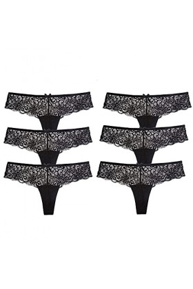 PANPANY Culottes pour Femme Femme Sexy Tanga Confortables sans Couture Taille Basse Soutien-Gorge Dentelle Culotte Multicolor