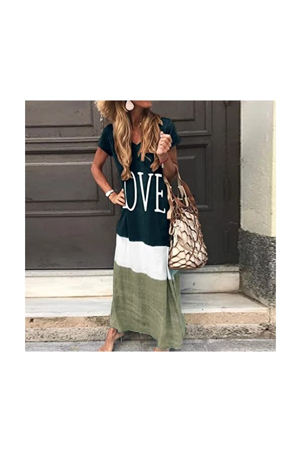 Jupe en Cuir Rouge Maxi Dress Block Daily Women V Tie-TEED Neck Sleeve Taille Robe pour Femmes Robe De Poupée Chère Black, X