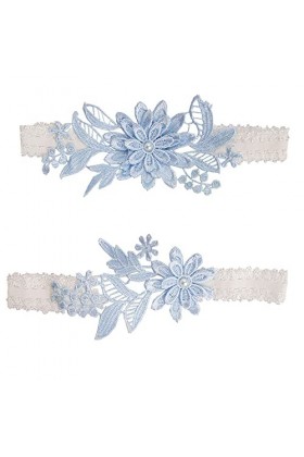 WUUP JarretièRe de Mariage, 2 Pièces MariéE, Mariée en Dentelle, Élastique Mariage Bleu Élastique, Convient aux Mariées, Demo