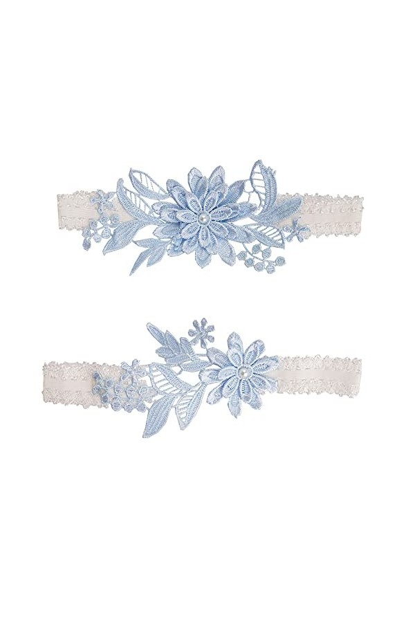 WUUP JarretièRe de Mariage, 2 Pièces MariéE, Mariée en Dentelle, Élastique Mariage Bleu Élastique, Convient aux Mariées, Demo