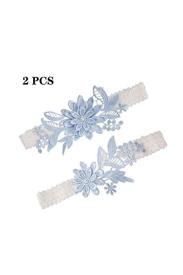 WUUP JarretièRe de Mariage, 2 Pièces MariéE, Mariée en Dentelle, Élastique Mariage Bleu Élastique, Convient aux Mariées, Demo