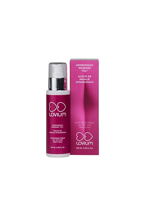 LOVIUM Huile de massage aphrodisiaque - Parfum de rouges - Favorise le désir - Contient des huiles damande et davocat - Hui