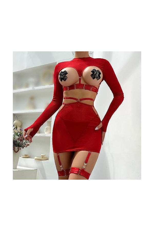 Lingerie Sexy Femme Érotique Hot, Ensemble de Lingerie pour Femme Résille Lingerie Sexy Vêtements de Nuit Bodystockings Robe 