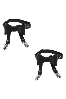 Abaodam 2 Pièces Nœud Papillon En Cuir Pu Suspendus Ceinture En Cuir Ceinture Élastique Ceintures Pour Femmes Steampunk Porte