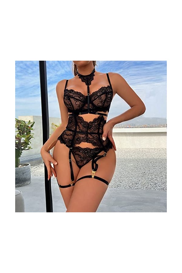 Lingerie Femme Sexy Ensemble Homme Sexy Hot y*2*k Femmes Mode Sexy Dentelle Cils Dentelle Cou Boucle Lingerie Sexy Combinaiso