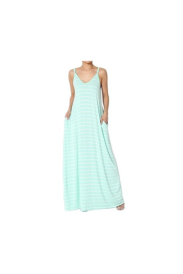Mesdames Printemps et été imprimé Sexy col Rond Fronde Longue Robe Costume Chic Mint Green-A, XXXL 