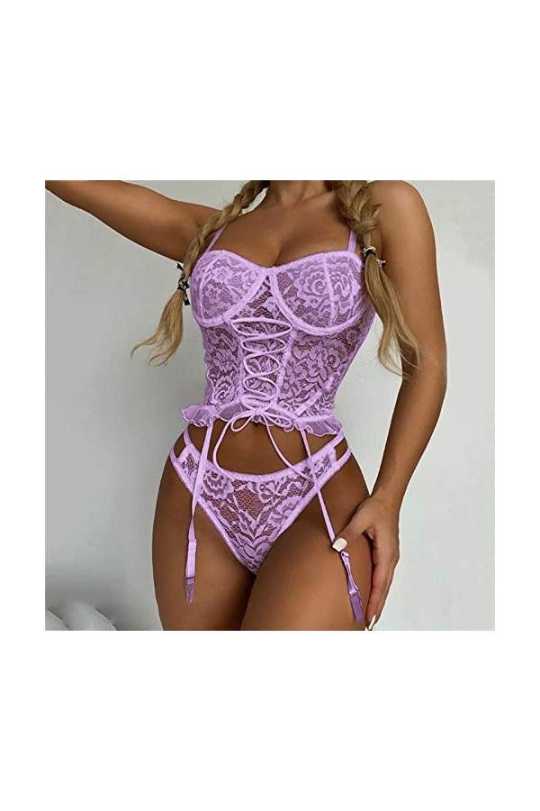 Kwatieh Nuisette Sexy Femme éRotique - Sexy Femme Club String Sexy Saint Valentin Nuisette Babydoll Lingerie Femme Pas Cher L