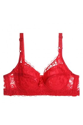 sous-vêtement Sexy en Dentelle froncée pour Femmes avec Bretelles de Soutien-Gorge sans Armatures pour Chien Red, 105D 
