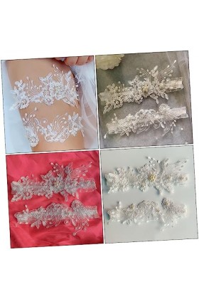 GALPADA 1 Paire Jarretière en Dentelle Costume Extensible Plus La Taille Ensembles Assortis Jarretière Bleue Jarretière en De