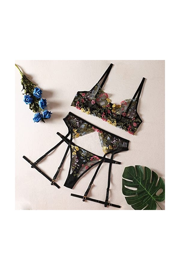 Lingerie Femme Sexy Ensemble Homme Sexy Hot y2*k sous-vêtements Amusants pour Femmes Sexy Voir à Travers Fleur Soutien-Gorge 