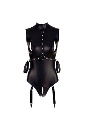 Lingerie Femme Sexy Ensemble Homme Sexy Hot y21k Cuir Bodysuit sous-vêtements Collants Dames Sexy Suspender Pyjama Black, M 