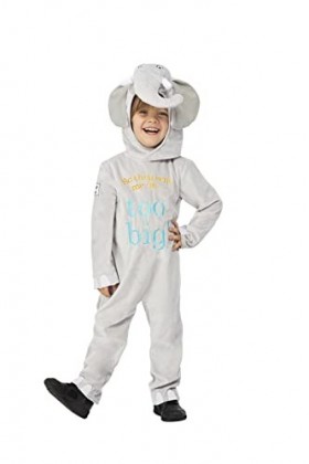 Smiffys Costume déléphant Dear Zoo Deluxe 51575S sous licence officielle, unisexe, pour enfant, gris et blanc, S 4-6 ans