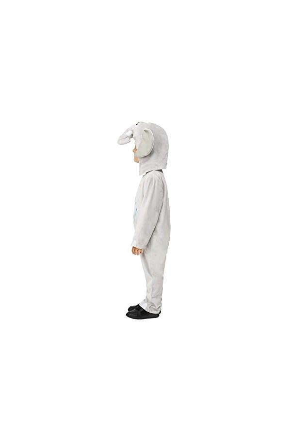 Smiffys Costume déléphant Dear Zoo Deluxe 51575S sous licence officielle, unisexe, pour enfant, gris et blanc, S 4-6 ans