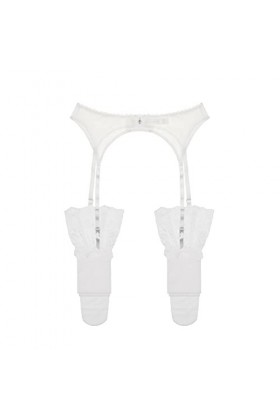 Generisch Lingerie Femmes Dentelle Transparente Femme Broderie Dentelle Culotte Porte-jarretelles avec Bas Avec Lingerie, Bla