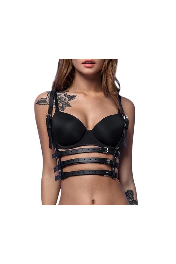 Harnais de lingerie en cuir synthétique pour femme, porte-jarretelles, sexy, gothique, punk, taille dHalloween, fête, Noël, 