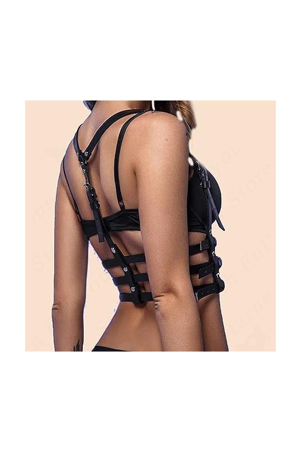 Harnais de lingerie en cuir synthétique pour femme, porte-jarretelles, sexy, gothique, punk, taille dHalloween, fête, Noël, 