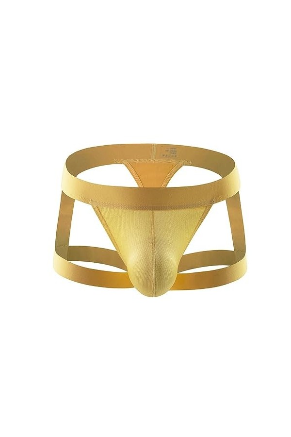 WEITING sous-vêtements Sexy en Soie glacée pour Hommes, Dos Court, Taille Basse, ajouré, t-Back, discothèque, Amusant, String