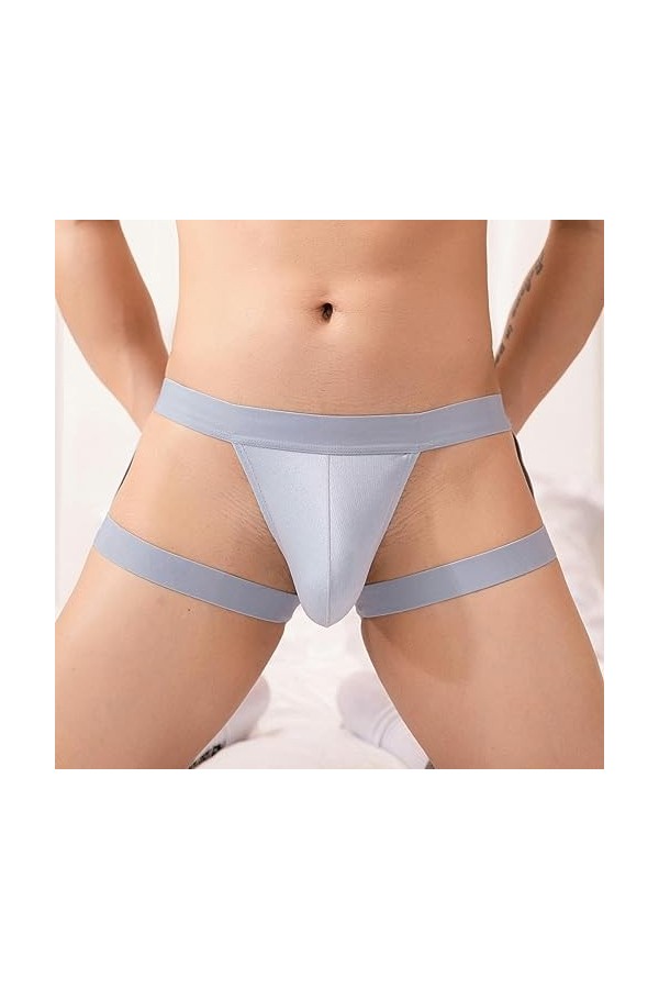 WEITING sous-vêtements Sexy en Soie glacée pour Hommes, Dos Court, Taille Basse, ajouré, t-Back, discothèque, Amusant, String