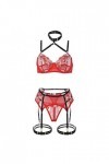 Lingerie Noir Sexy pour Femmes Sexy Fluorescent Splice Coeur Dentelle Sexy Voir à Travers Le Soutien-Gorge Ensemble de Trois 