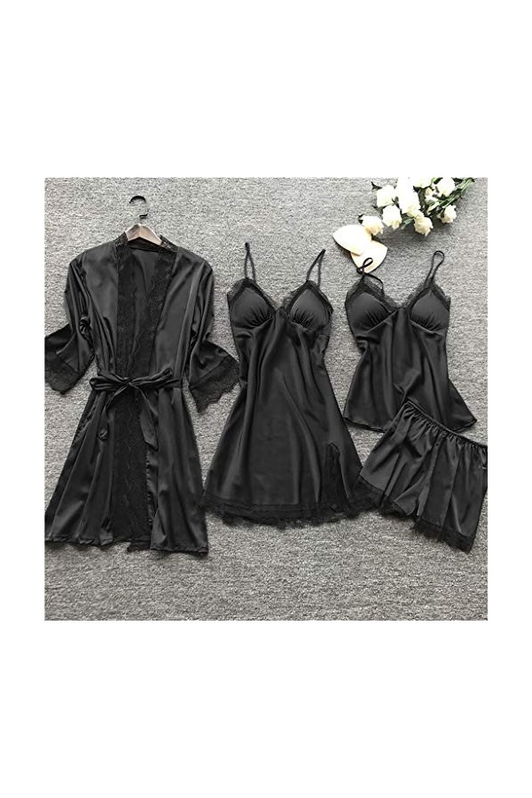 Générique Chemise de Nuit Dames Sexy Déshabillé Lingerie Sexy Pyjama Homewear col V Chemises de Nuit Ensemble de Vêtements Ro