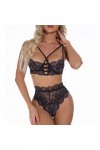Ensemble de sous-vêtements, Soutien-Gorge Culotte Lingerie Creux Dos Nu Deux Pièces pour Lune de Miel 8 