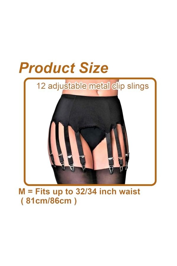 ZALHIN Porte Jarretelles pour Femmes Noir A - Porte Jarretelles Sexy avec Bretelles Reglables, Bas Bretelles, Sous vêtement
