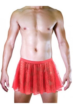 Bommi Fairy Hommes Sexy Culotte Sissy Knickers Slip Stretch Taille Basse Dentelle Grande Jupe Plate Dentelle Transparente Hot