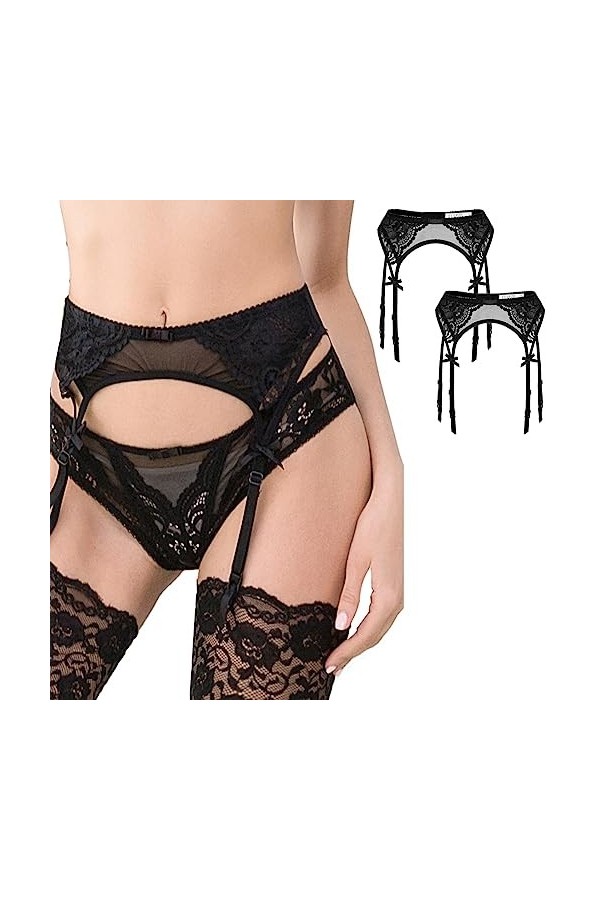 Varsbaby Porte-jarretelles sexy en dentelle pour femme réglable femmes lacet Sling pantalons ceinture cuisses