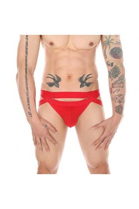 SDGTMJSY Mankini pour Homme Hip Lift Double Thong Panties Steel Ring Underwear Youth Thongs,Rouge,M