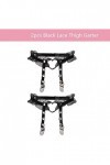 Lot de 2 jarretières pour cuisse en forme de cœur en dentelle réglable avec clip antidérapant et porte-jarretelles élastiques