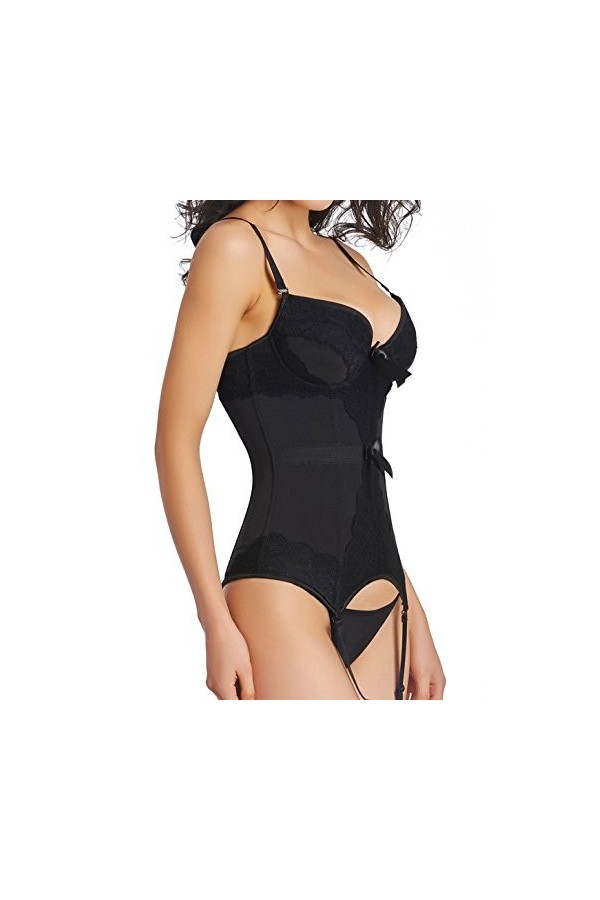 Bslingerie® Femmes Sexy Voir à travers Overbust Corset Bustier Lingerie Noir, S 