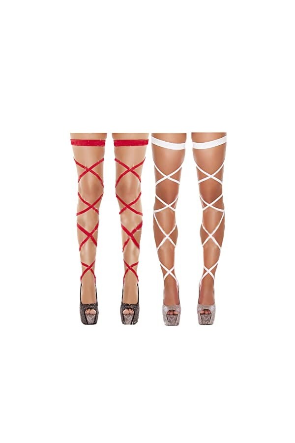 Flayem Sexy Jarretières Leg Wraps Set Élastique Jarretière Croix Bandage Multicolore Cuisse Anneau Bas Costume De Festival De