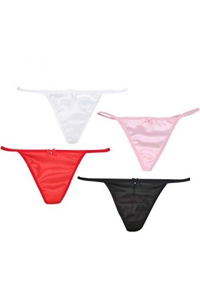 YIJIAN Femmes sous-vêtements Culottes T-Back G-String Strings Slips Satin Lingerie Culotte Color : Pink, Size : XXL 