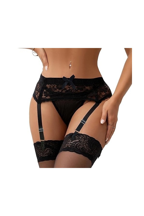 Yummy Bee - Porte-Jarretelles en Dentelle Mince Lingerie Grande Taille 36-56 Noir, 54 