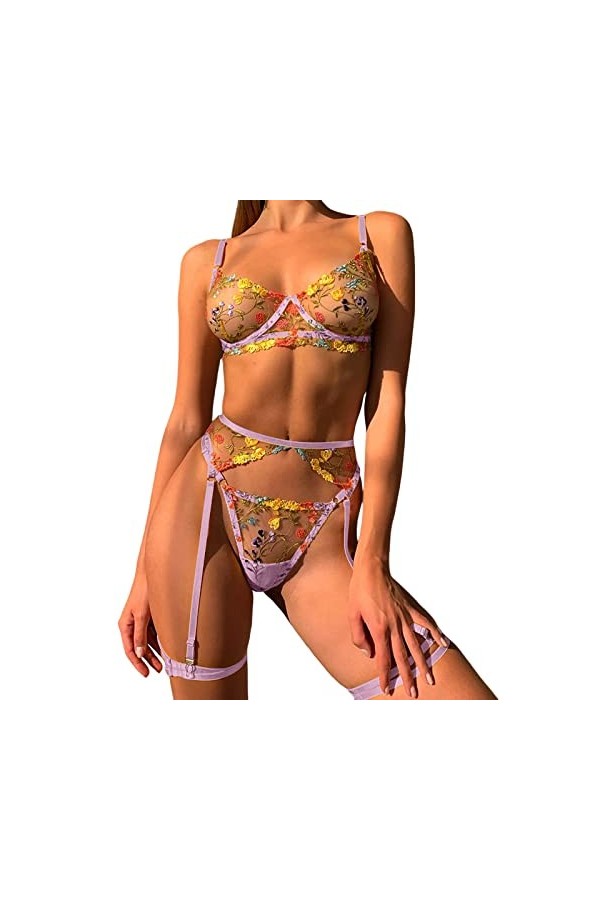 Lingerie Femme Sexy Ensemble Homme Sexy Hot y2*k sous-vêtements Amusants pour Femmes Sexy Voir à Travers Fleur Soutien-Gorge 