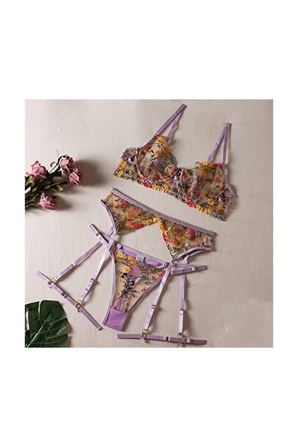 Lingerie Femme Sexy Ensemble Homme Sexy Hot y2*k sous-vêtements Amusants pour Femmes Sexy Voir à Travers Fleur Soutien-Gorge 