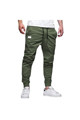Pantalon de jogging pour homme - Coupe droite - Pantalon mi-poches - Taille solide - Style décontracté - Pour homme, vert, L
